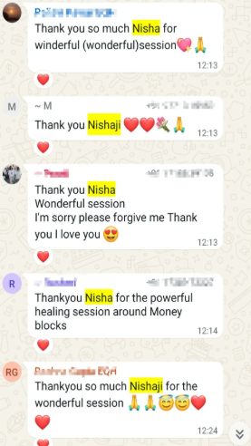 WhatsApp testimonials from clients, part 1